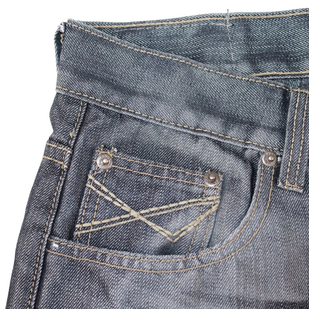 Hype Mens Sz 32 X 32 Medium Wash Denim Blue Jeans Straight Leg Decorated Pockets - Picture 12 of 15